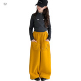 女童秋冬加绒卫裤2025新款刺绣阔腿裤中大童休闲直筒裤设计感长裤，童装裤子，祺儿童装