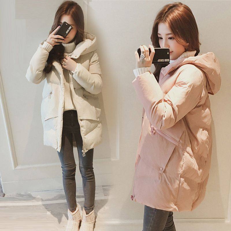 羽绒棉服女中长款冬季韩版宽松加厚学生面包服装棉衣女士外