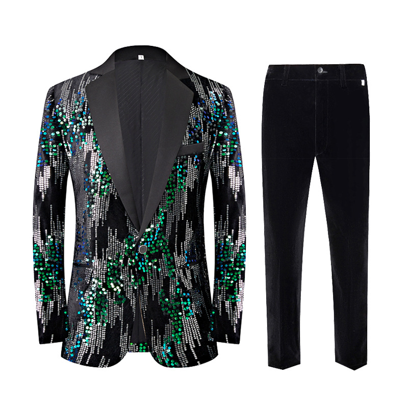亮片演出西服西装礼服舞台男装