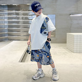 儿童装童夏装薄款套装2025新款夏季中大童短袖夏款运动酷帅气潮，商品下架区，祺妙童装