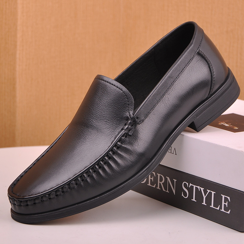 热销新款工厂商务休闲皮鞋头层手抓牛皮舒适英伦手工真皮鞋