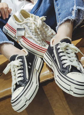 VASIBAEN 嘉本女鞋子潮2022新款乞丐帆布鞋女情侣百搭板鞋子潮ins