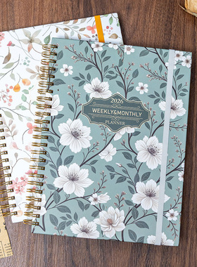 2026欧美跨境日程规划笔记本英文计划本线圈日程本a5手账本记事本