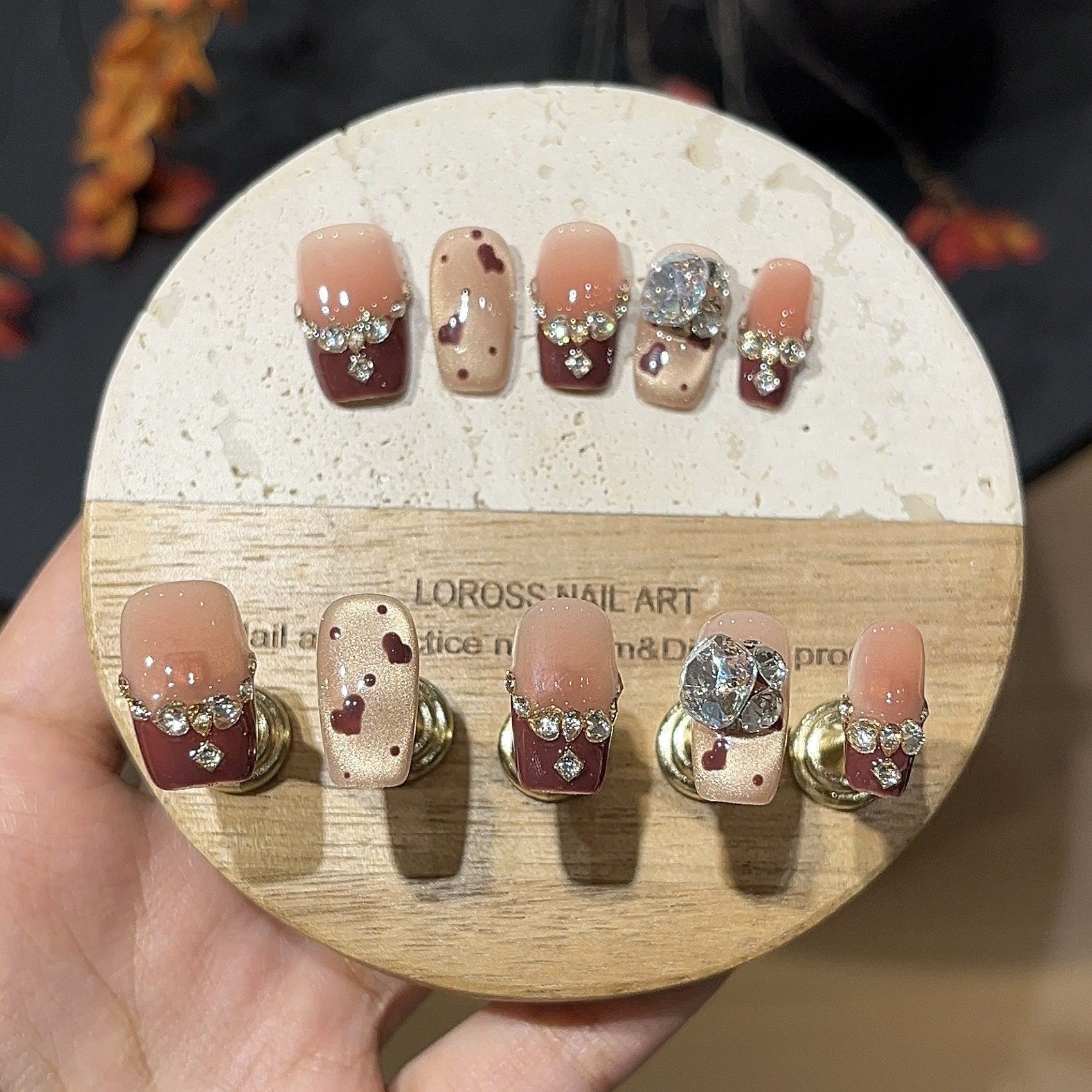 【可可甜心酱】秋冬氛围感焦糖爱心法式堆钻显白轻奢穿戴甲美甲贴,彩妆/香水/美妆工具,穿戴甲/甲片,淘宝优惠券,粉丝福利购,淘宝优惠卷