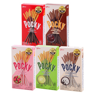 印尼进口格力高Pocky百奇曲奇味巧克力抹茶草莓味涂层饼干棒零食