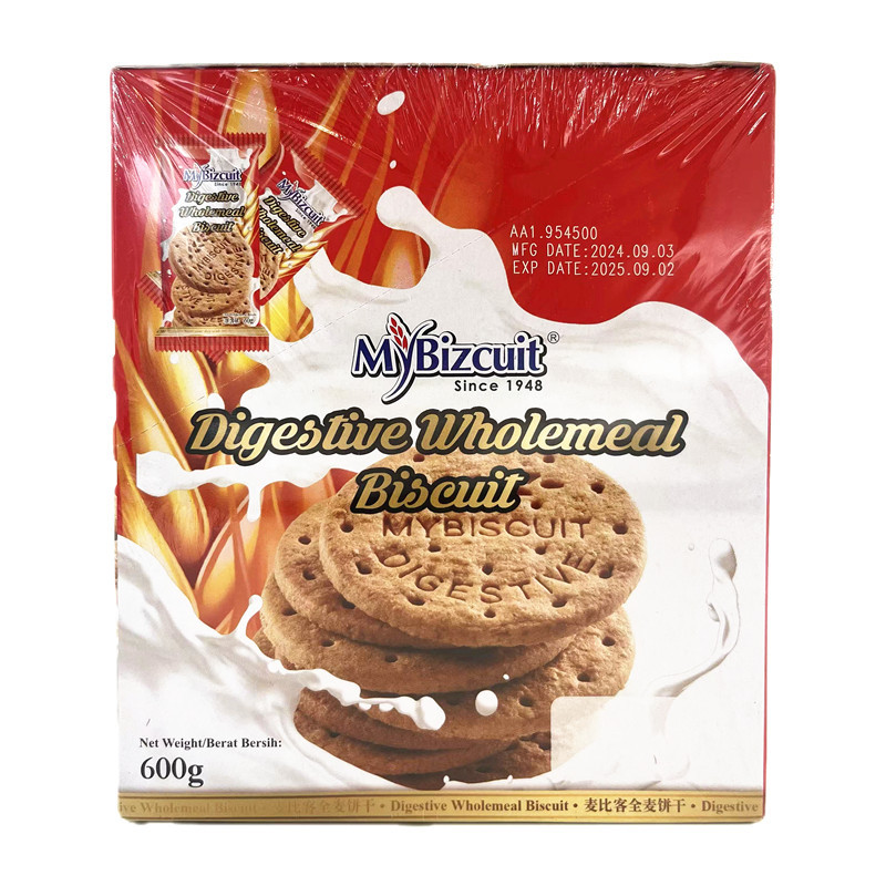 马来西亚进口麦比客全麦餐营养麦芽饼干袋装40枚入可可饼充饥零食