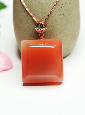 S925银镶天然盐源玛瑙方糖吊坠珠