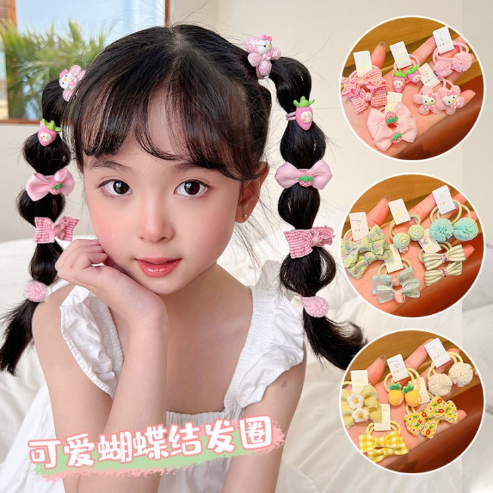 韩国布艺儿童发圈蝴蝶结头绳女孩发饰