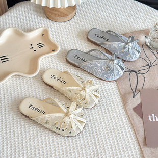 儿童拖鞋包头2025年新款网纱蝴蝶结凉拖小中女童百搭软底外出半拖