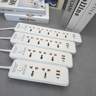 110V多功能万用孔美标插座usb c快充电台湾接线板5米延长线 type