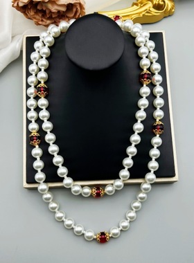 赫本风时尚气质长款珍珠项链