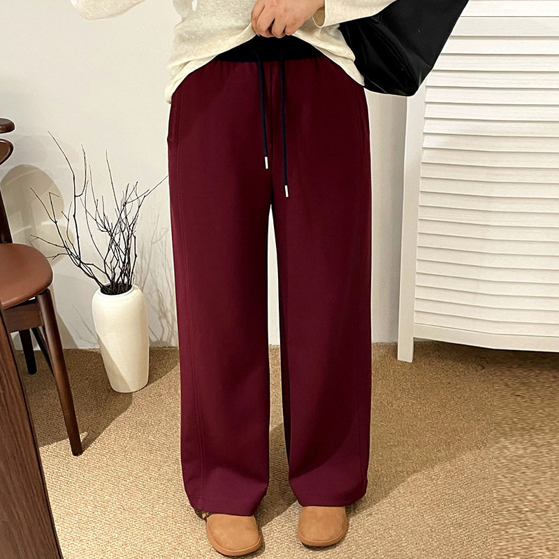 乃粒大码松紧腰直筒休闲裤2026秋胖mm抽绳垂感卫裤女阔腿裤NK1329