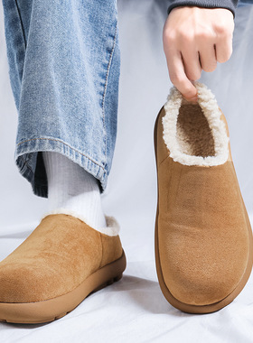 2026秋冬新款小土豆雪地靴秋冬加绒保暖一脚蹬半拖棉鞋外穿勃肯