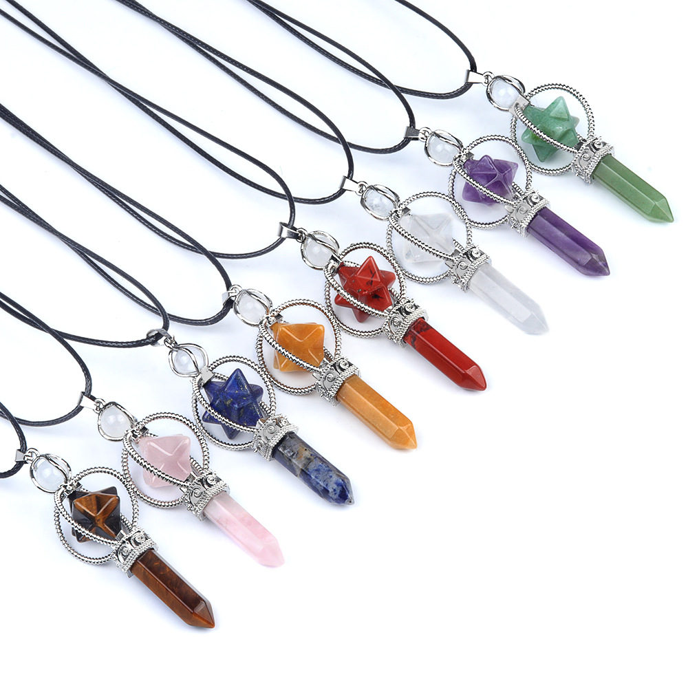 Merkaba六角柱权仗项链六芒星