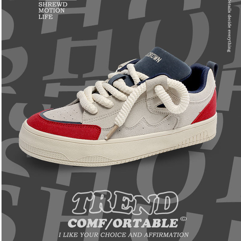 2024新款春款小白鞋面包鞋设计感厚底学生板鞋XZ517-1XZ1192P65，男鞋帆布鞋，星座517-1