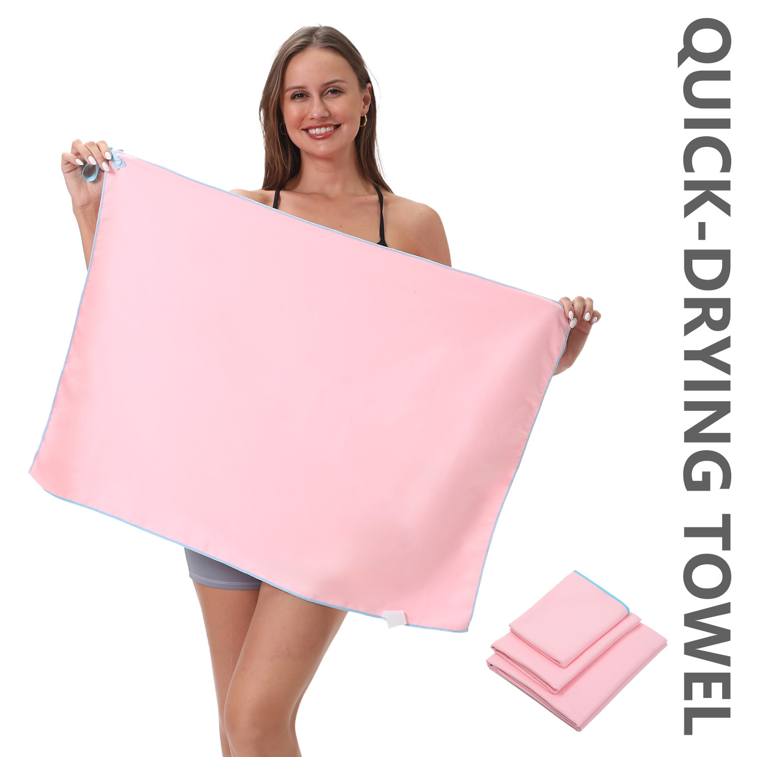 60*80跨境双面绒速干毛巾擦汗巾户外运动毛巾定制吸汗健身房