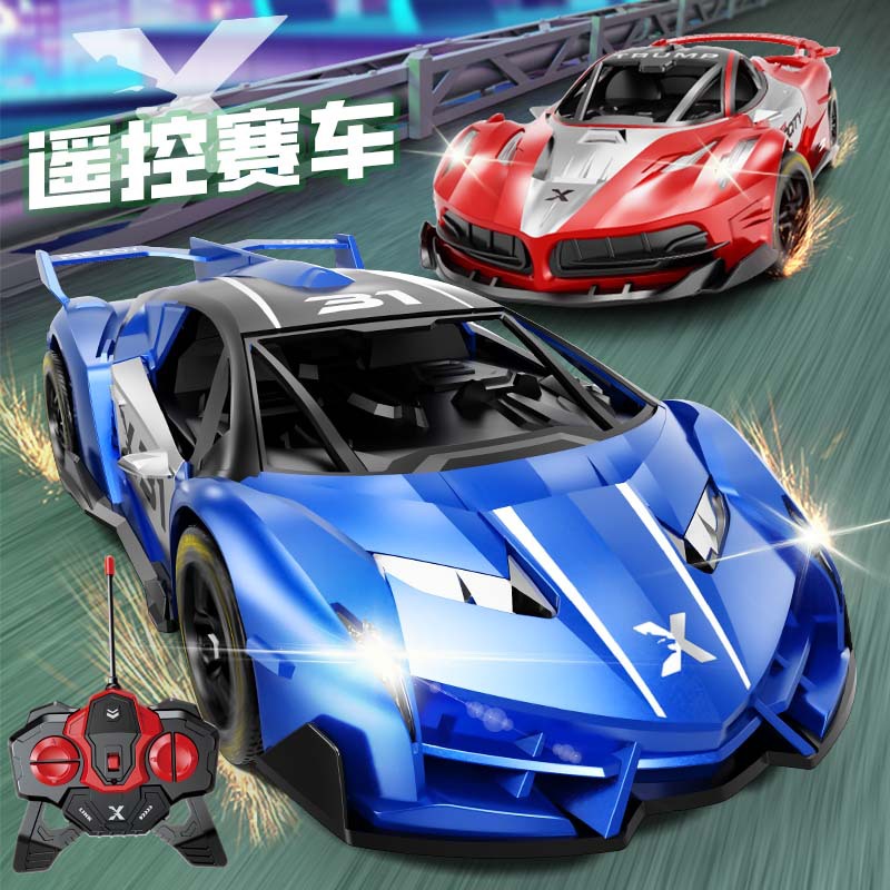 仿真遥控漂移赛车电动双灯光充电款2.4G四驱攀爬越野跑车儿童玩具