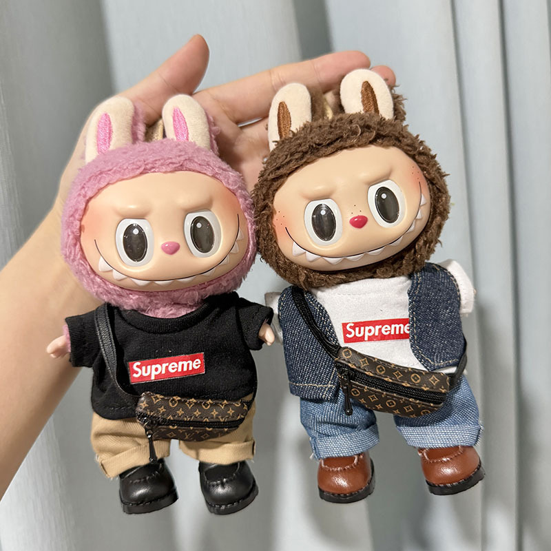 仅衣服] 一二Labubu衣服挂件supreme套装萌拉布布坐坐派对娃衣