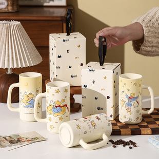陶瓷水杯牛奶杯节日伴手礼咖啡杯卡通大容量马克杯啤酒杯直筒杯