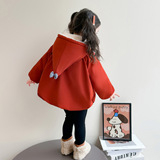 女小童加绒派克服棉衣冬季2025新款加厚保暖冬装儿童连帽外套P88，童装棉衣，祺妙童装