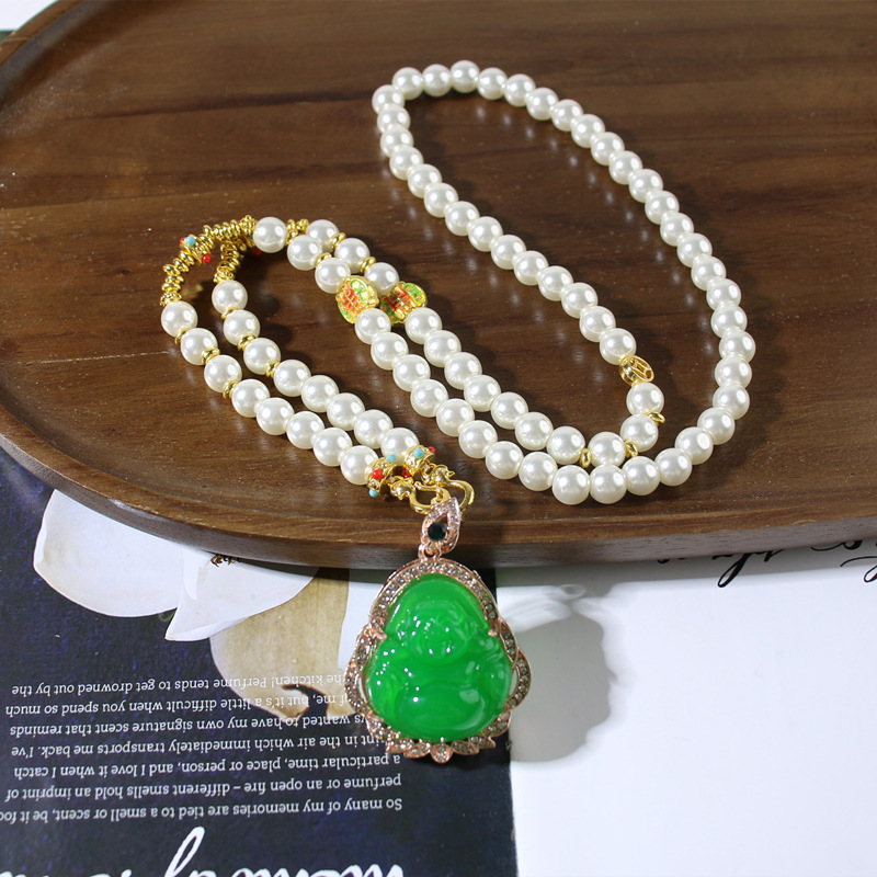 新中式佛项链贝珠毛衣链