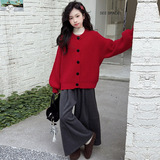 女童2025年春秋新款大扣子开衫外套女大童慵懒宽松针织衫修身毛衣，童装毛衣，祺儿童装