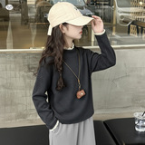 女童德绒打底衫2025秋冬新款中大童蕾丝花边长袖体恤百搭上衣春秋，童装外套，祺儿童装