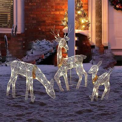 Art Elk Deer Christmas Decoration 圣诞母子麋鹿花园装饰三件套