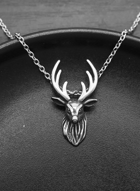 朋克项链吊坠梅花鹿麋鹿角