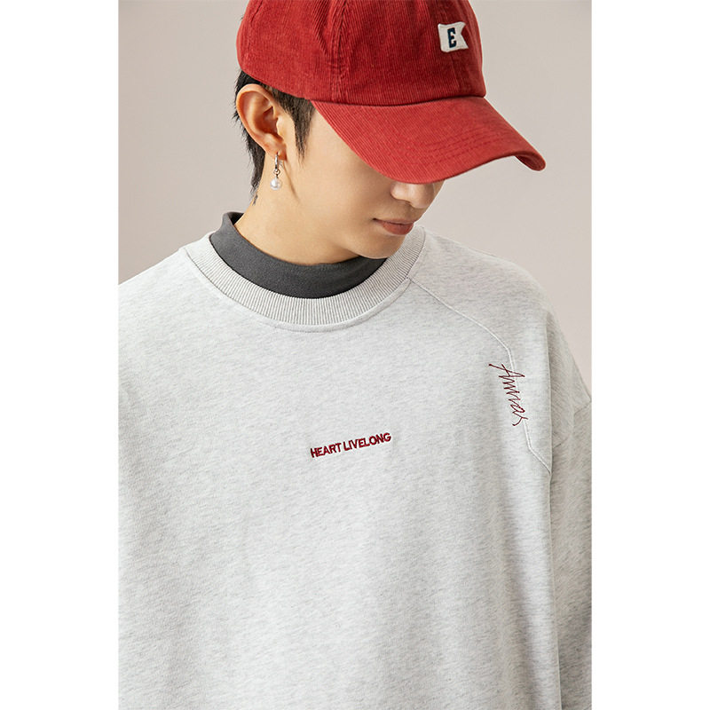 秋冬新款不规则拼接字母刺绣重磅套头帽衫情侣外套L3904-P39控68，男装卫衣，电商A362