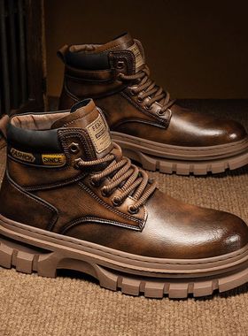 马丁靴男工装靴中帮百搭鞋 Martin Boots Men's Casual Shoes