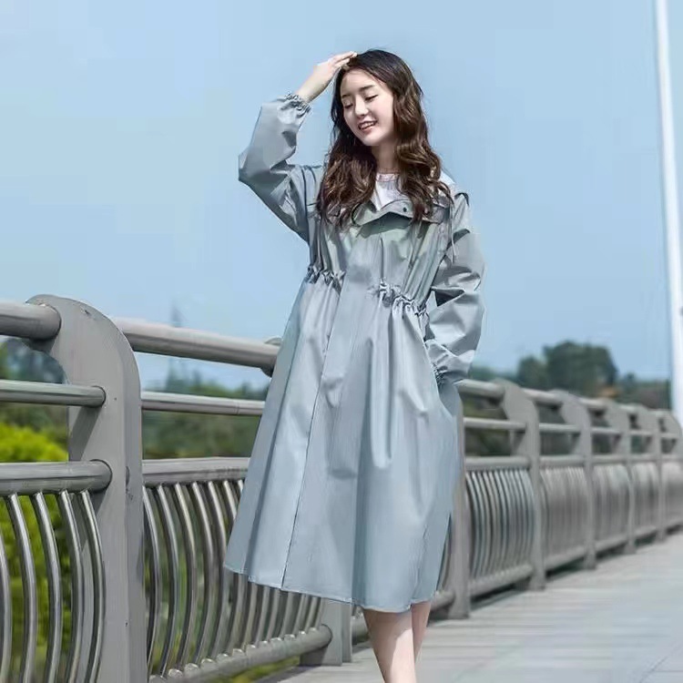 高尔夫雨衣女长款风衣式修身收腰成人雨衣防雨防风一体式韩版雨衣