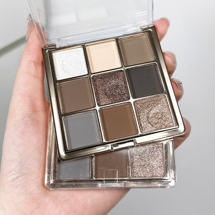 国产小众品牌~日常水泥灰九色眼影珠光哑光大地琥珀余晖冷灰燕麦