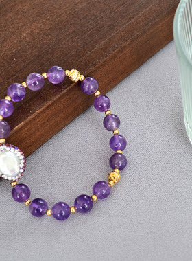 设计款九紫离火项链手链珍珠水晶