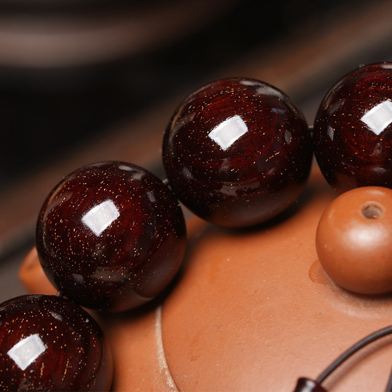 网红唐域印度小叶紫檀手串满金星老料佛珠男女款檀木念珠手链设慎