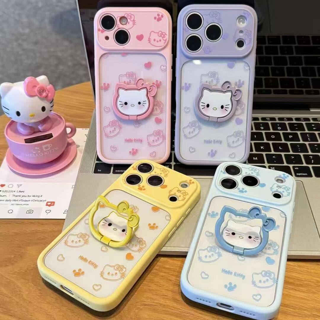 适用iPhone17PROMAX手机壳苹果16plus猫爪印KT猫支架新款15/14可爱女生卡通