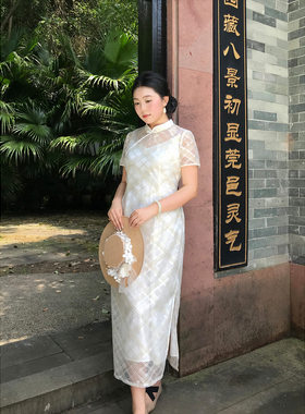 新中式国风格纹印花裙素雅旗袍