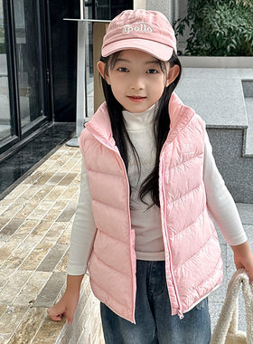 史努比童装童女童轻薄羽绒马甲2024冬新款背心外穿三防保暖防风