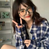 港味chic复古格子衬衫 女