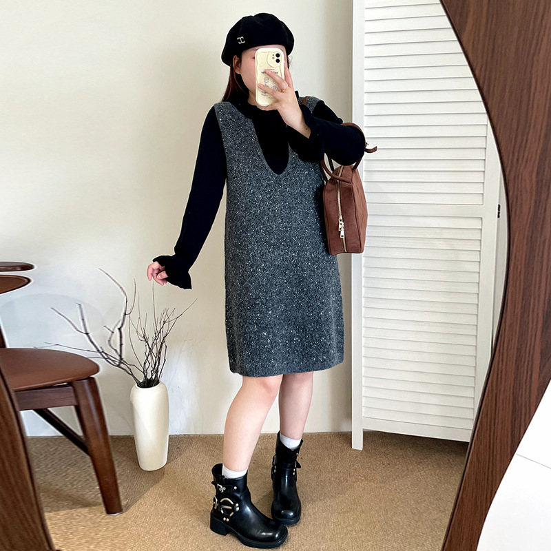 大码毛衣裙乃粒连衣裙