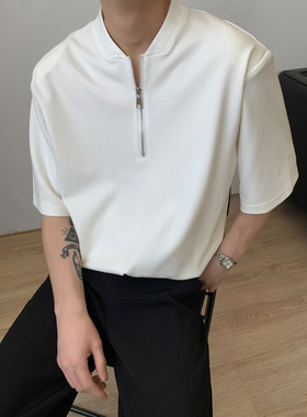 INSANE美式街半拉链短袖cleanfitT恤女ins潮欧美宽松基础上衣