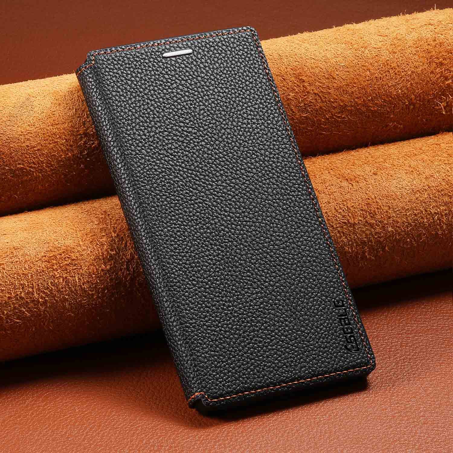 适用三星S25FE手机壳S23 Ultra荔枝纹翻盖皮套A36插卡S24Plus全包防摔保护套A55 A56 A35无磁手机套