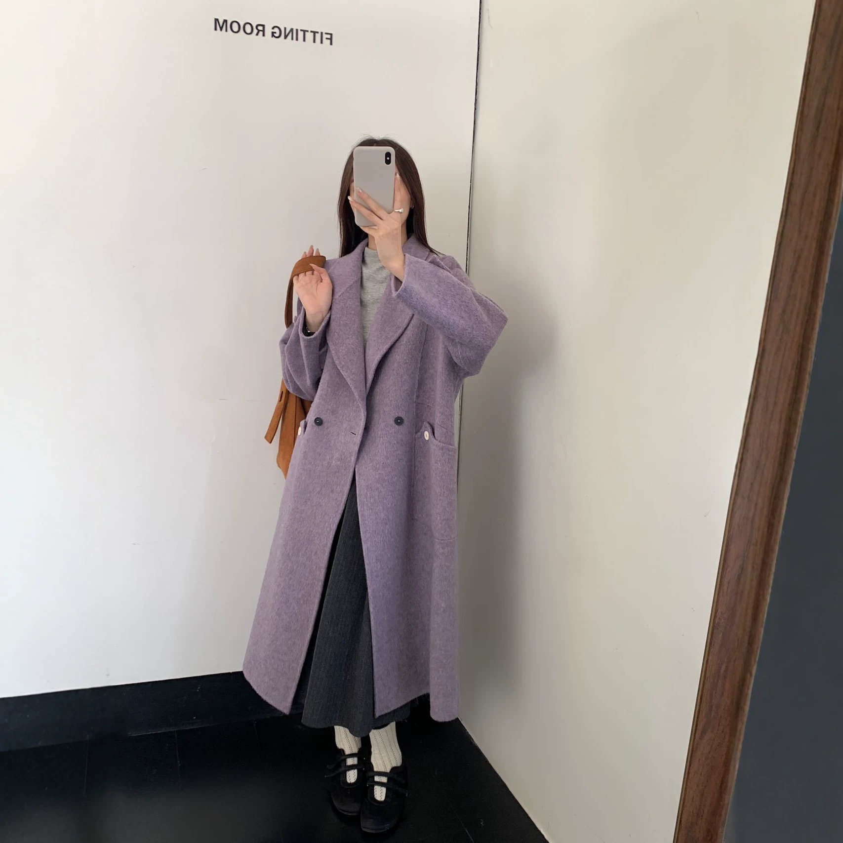 秋冬双面呢羊毛加长女大衣