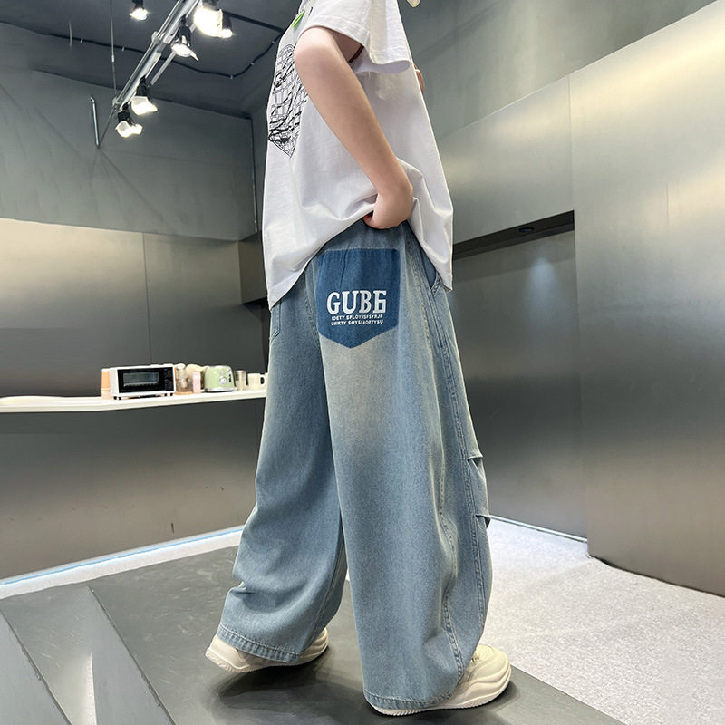 童牛仔裤子夏季薄款2025新款中大童孩天丝儿童宽松痞帅防蚊裤，商品下架区商品下架区，祺妙童装