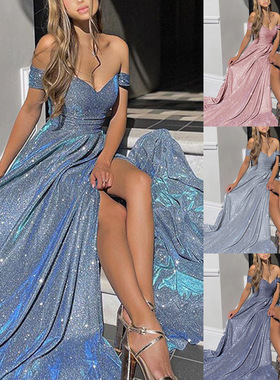 2024 sequin skirt hem sexy fashion slit dress 开叉连衣裙