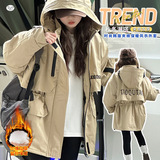 女童风衣外套夹棉加厚秋冬2025新款儿童初冬穿搭大童收腰棉服冬季，童装风衣，祺儿童装