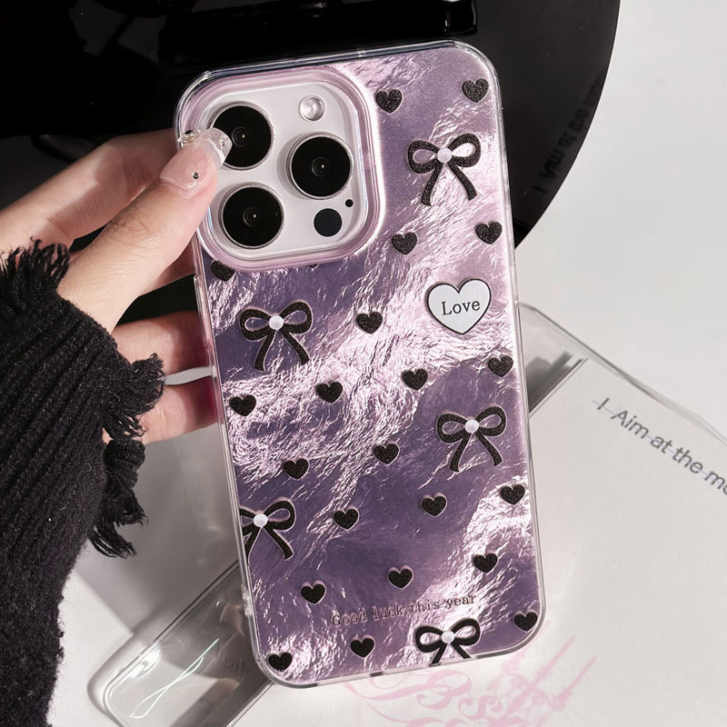 粉紫透明冰川纹壳苹果甜美ins16