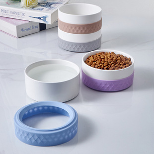 ZOO hocc宠物陶瓷碗防滑防打翻猫饭碗狗狗吃碗盆喝水碗带防滑圈