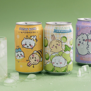 台湾OCEAN BOMB白葡萄风味气泡水chiikawa联名饮料吉伊卡哇乌萨奇