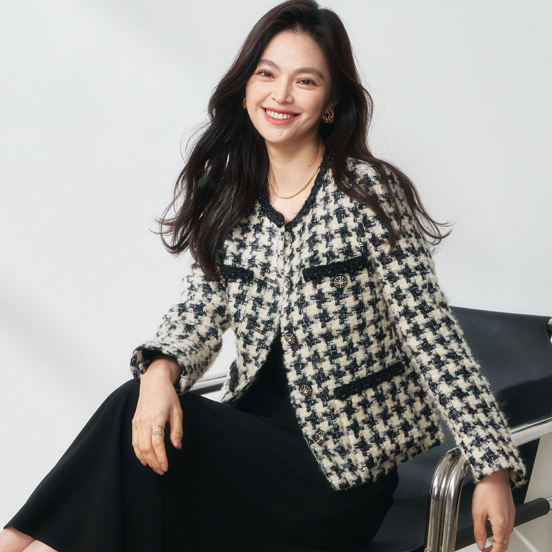 秋季26小香风外套毛呢羊毛名媛气质高级感上衣精致千鸟格女小个子